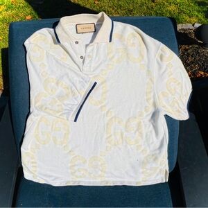 Gucci GG Jumbo Jacquard Cotton Polo – White – S